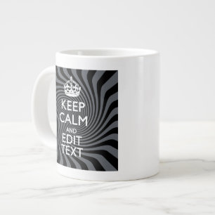 Your Custom Keep Calm Saying on Black Swirl Large Coffee Mug