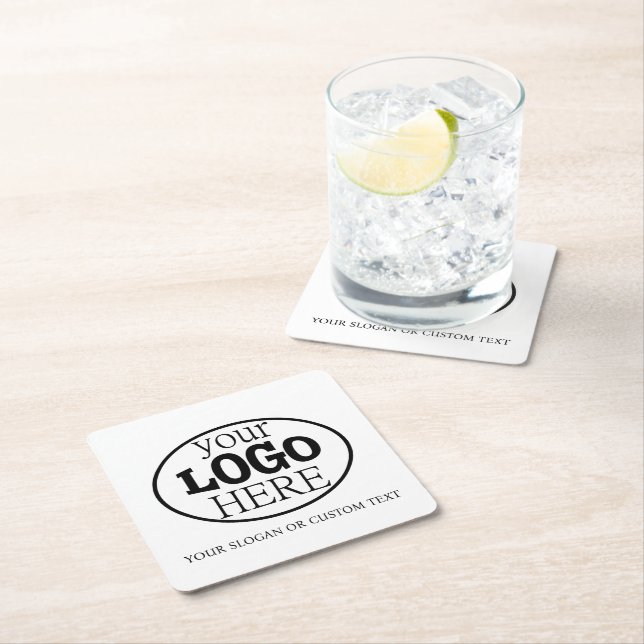 Your Custom Logo and Text Square Paper Coaster (Insitu)