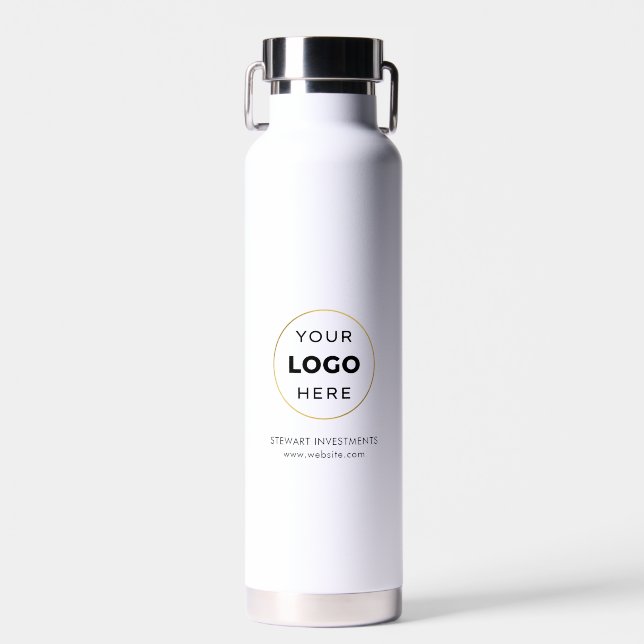 Your Custom Logo Business White Water Bottle (Front)