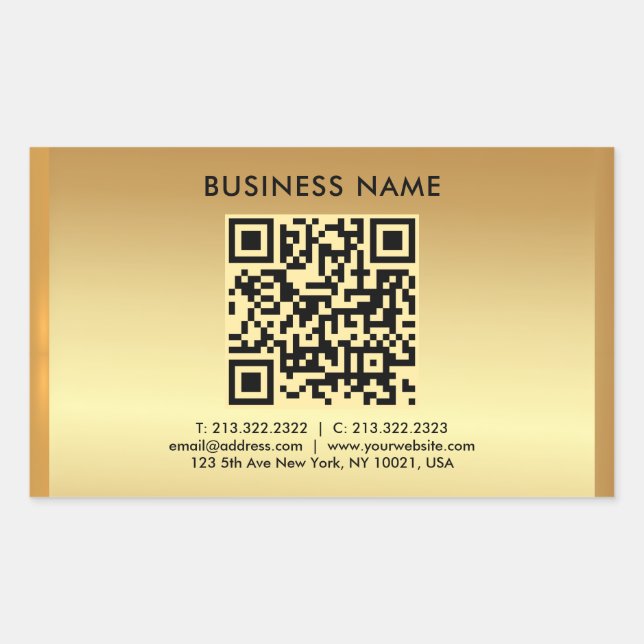 Your Custom Logo Text Gold QR Code Template Sticker (Front)