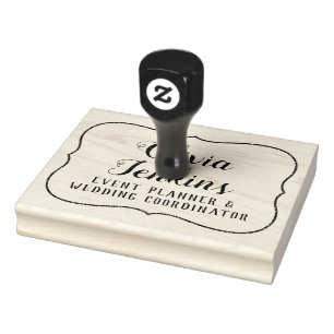 Your Custom Name and Shop Business Bracket Frame Rubber Stamp