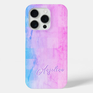 Your Custom Name Beautiful Turquoise And Pink iPhone 15 Pro Case