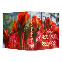 Your Custom Name Holiday Recipes binders Red Rose