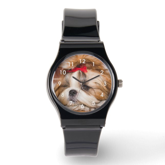Your custom pet dog puppy photo with clock face watch (Front)