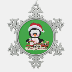 Your Custom Pewter Snowflake Ornament Penguin