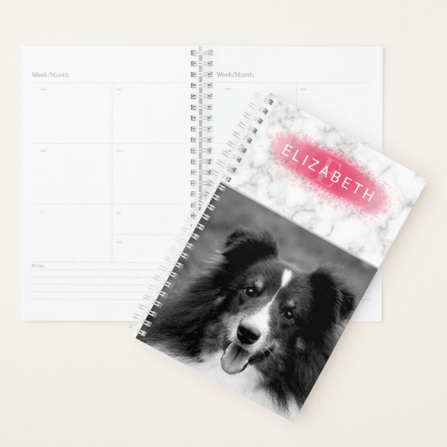 Your Custom Photo & Faux Marble Texture With Pink Planner (Display)
