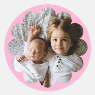 Your Custom Photo in Flower Classic Round Sticker