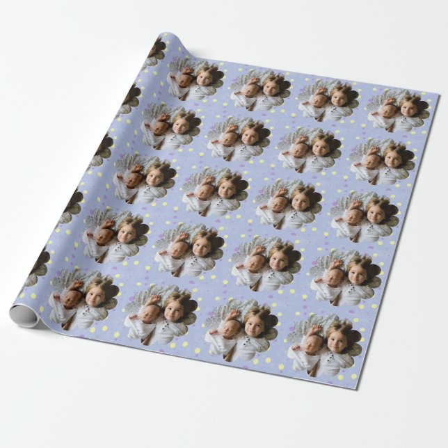 Your Custom Photo in Flower Polka Dot Wrapping Paper (Unrolled)