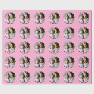 Your Custom Photo in Flower with Text Wrapping Paper