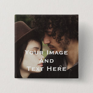 Your custom Picture and Text Personalized 2 Inch Square Button