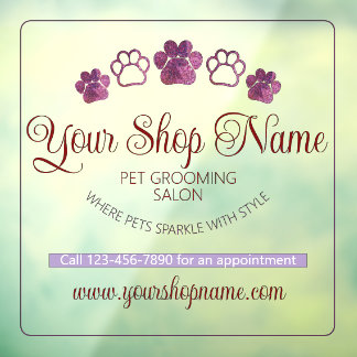 Your Custom Shop Name Pet Salon Business Front Window Cling