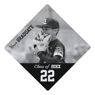 Your Custom Sports Photo & Jersey Number Graduation Cap Topper