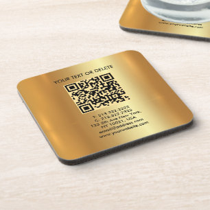 Your Custom Template Elegant Modern QR Code Gold Coaster