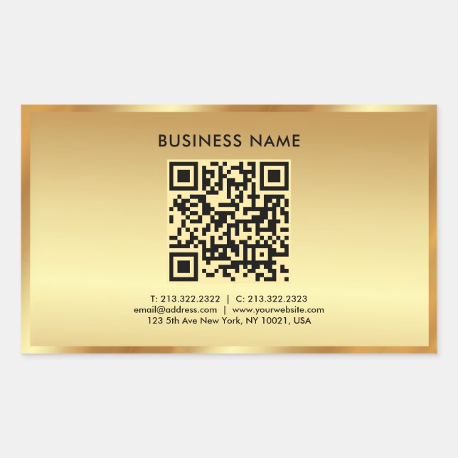 Your Custom Template Text Logo QR Code Gold Glam Sticker (Front)