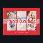 Your custom text 6 photos collage universal postcard<br><div class="desc">Script with Heart Your custom text 6 photos collage universal Postcard. Personalized 6 family collage photos Universal Greetings Postcards featuring a stylish photo collage with 6 customized images, your greetings message in elegant handwritten script font, your name, date, year, message on the back in a modern and simple classic eyecatching...</div>