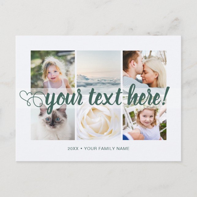 Your custom text 6 photos collage universal postcard (Front)