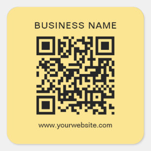 Your Custom Text Black & Gold Scannable QR Code Square Sticker