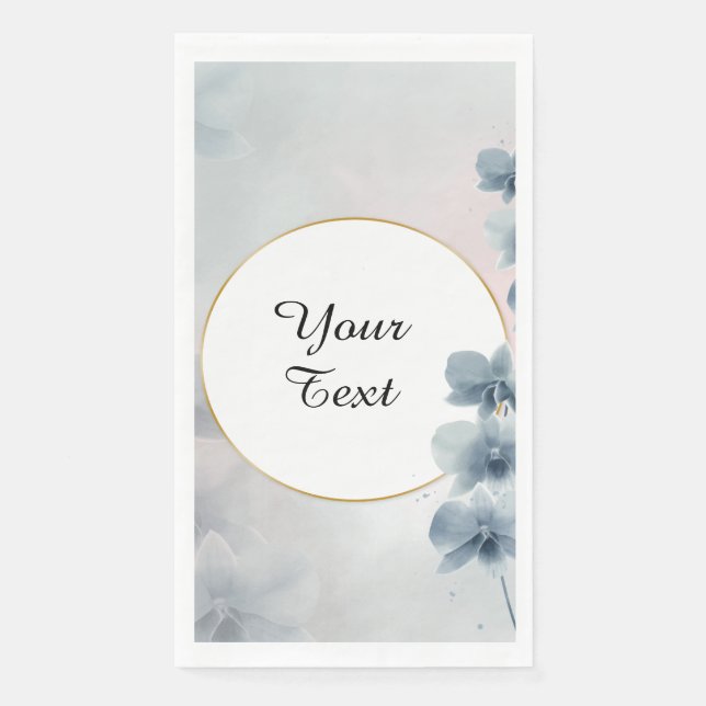 Your Custom Text - Blue Floral Personalized Napkin (Front)