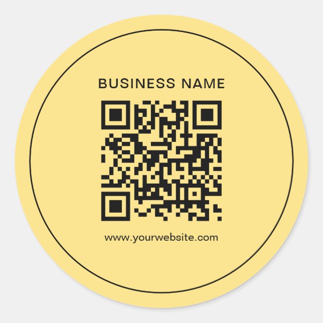 Your Custom Text Business Logo QR Code Faux Gold Classic Round Sticker (Front)