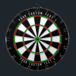 Your Custom Text | Classic Red Green Black White Dartboard<br><div class="desc">Classic dartboard design with 2 lines of your custom text in white font.</div>