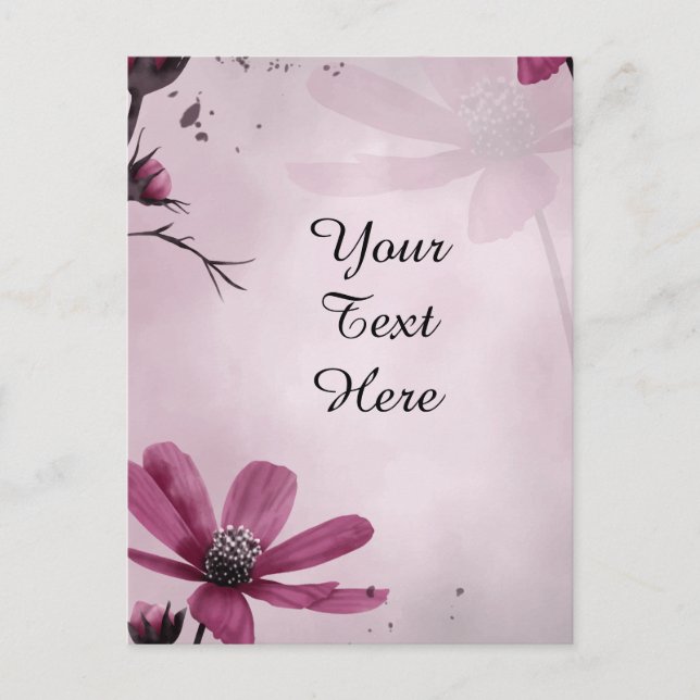 Your Custom Text - Deep Pink Flowers Personalized Postcard (Front)