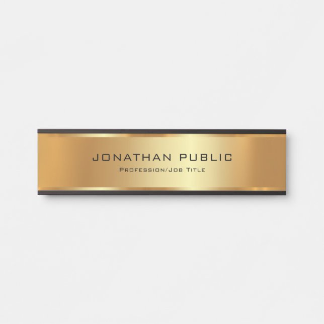 Your Custom Text Elegant Glamour Black & Gold Door Sign (Front)