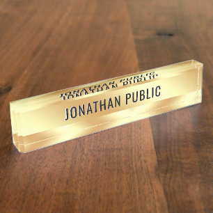 Your Custom Text Elegant Modern Gold Template Nameplate