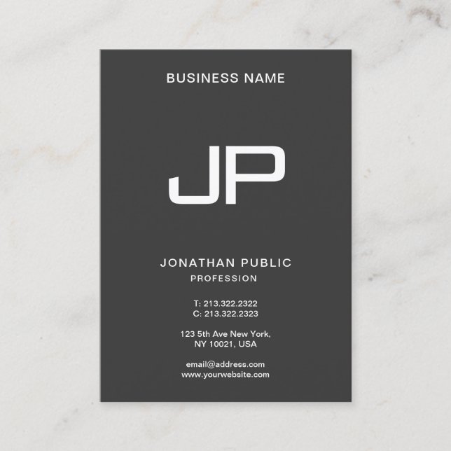 Your Custom Text Elegant Modern Monogram Mighty Business Card (Front)