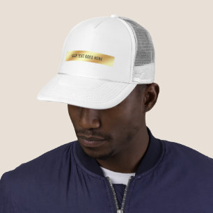 Your Custom Text Elegant Template Gold And White Trucker Hat