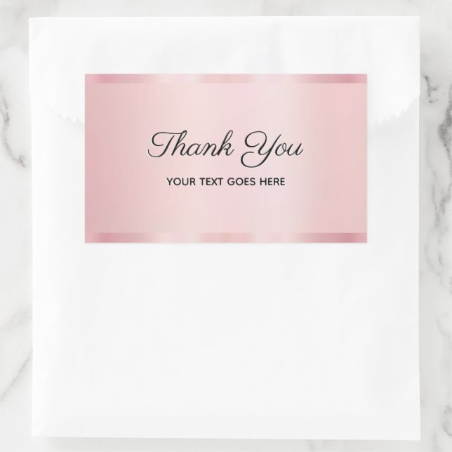 Your Custom Text Glam Rose Gold Script Thank You Sticker (Bag)