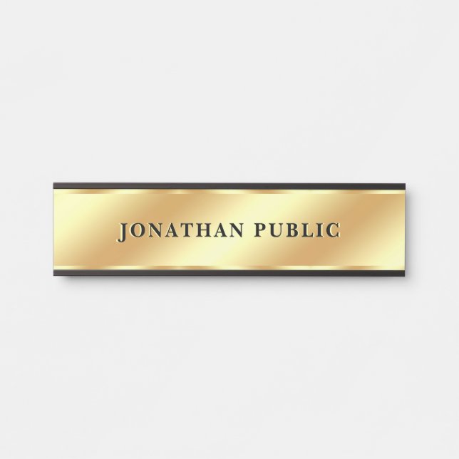 Your Custom Text Gold Look Template Elegant Home Door Sign (Front)