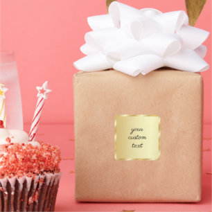 Your Custom Text Gold Template Typography Script Square Sticker