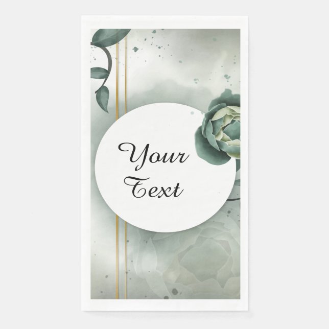 Your Custom Text - Green Bloom Personalized Napkin (Front)