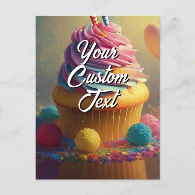 Your Custom Text Happy Birthday Cupcake Template (Front)