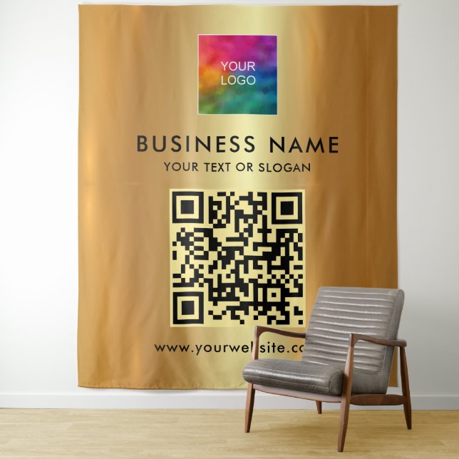 Your Custom Text Logo Faux Gold Extra Large XL Tapestry (In Situ)