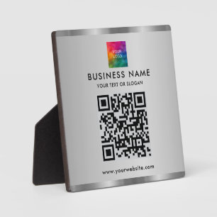 Your Custom Text Logo QR Code Glamourous Silver Plaque