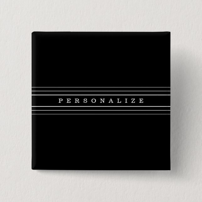 Your Custom Text & Modern Stripes | Black & White 2 Inch Square Button (Front)