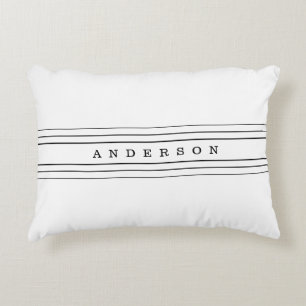 Your Custom Text & Modern Stripes Black & White Accent Pillow