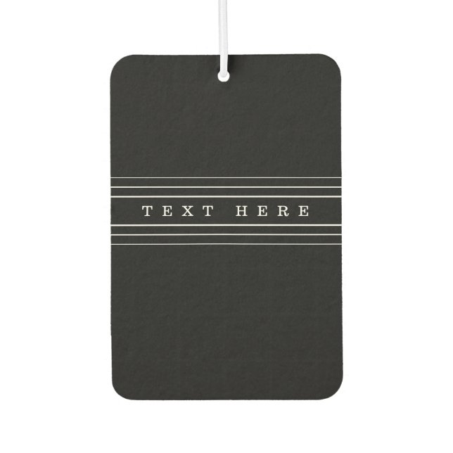 Your Custom Text & Modern Stripes | Black & White Air Freshener (Front)