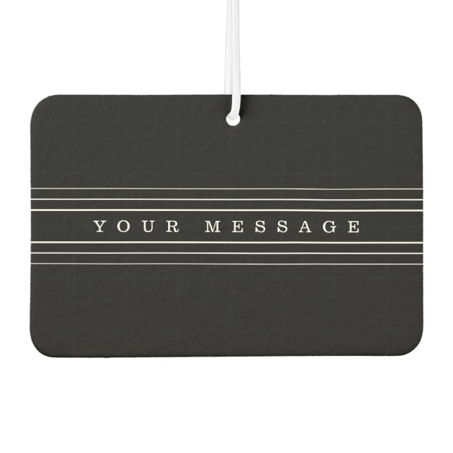 Your Custom Text & Modern Stripes | Black & White Air Freshener (Front)