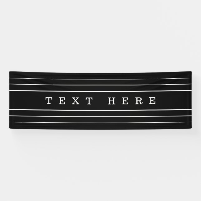 Your Custom Text & Modern Stripes | Black & White Banner (Horizontal)
