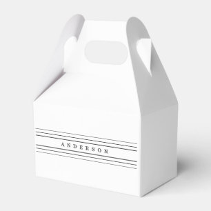 Your Custom Text & Modern Stripes   Black & White Favor Box