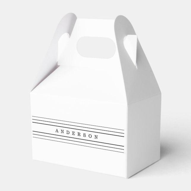 Your Custom Text & Modern Stripes | Black & White Favor Box (Front Side)