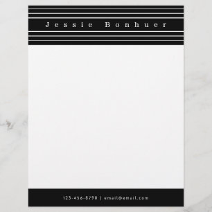 Your Custom Text & Modern Stripes   Black & White Letterhead