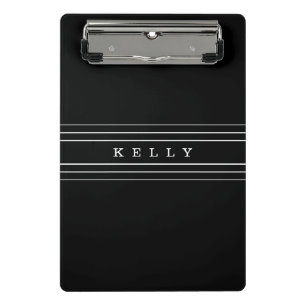 Your Custom Text & Modern Stripes   Black & White Mini Clipboard