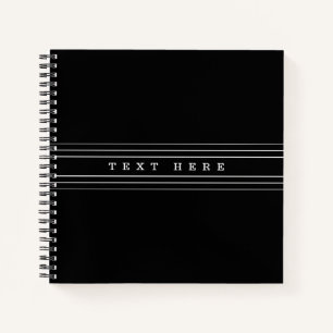 Your Custom Text & Modern Stripes Black & White Notebook