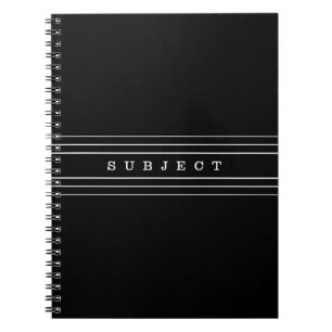 Your Custom Text & Modern Stripes Black & White Notebook