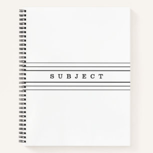 Your Custom Text & Modern Stripes   Black & White Notebook