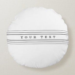 Your Custom Text & Modern Stripes   Black & White Round Pillow