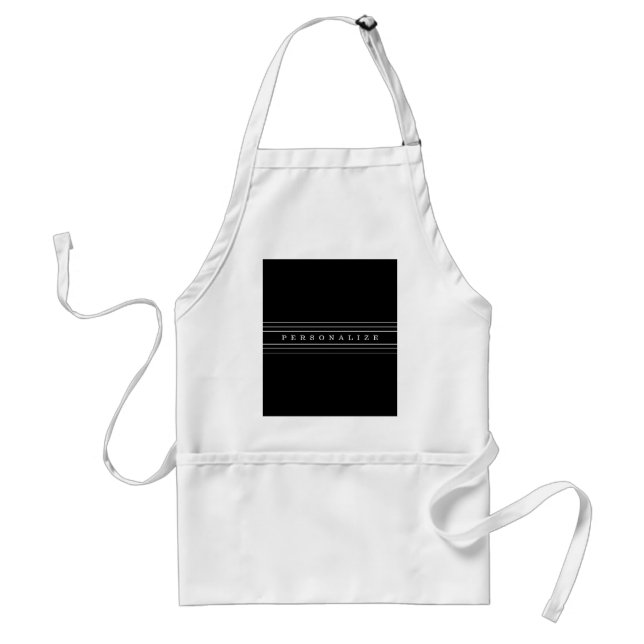 Your Custom Text & Modern Stripes | Black & White Standard Apron (Front)